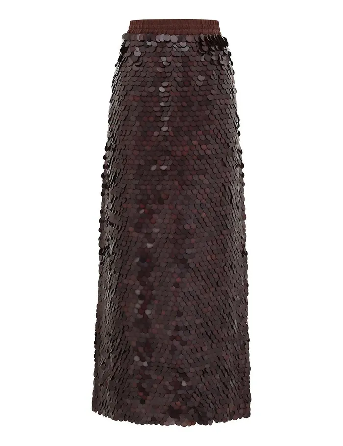 Women Skirts Zimmermann Eden Sequin Maxi Skirt Mahogany