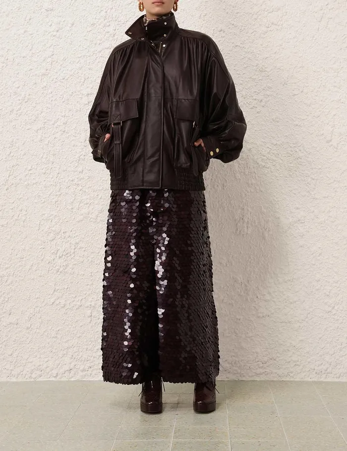 Women Skirts Zimmermann Eden Sequin Maxi Skirt Mahogany