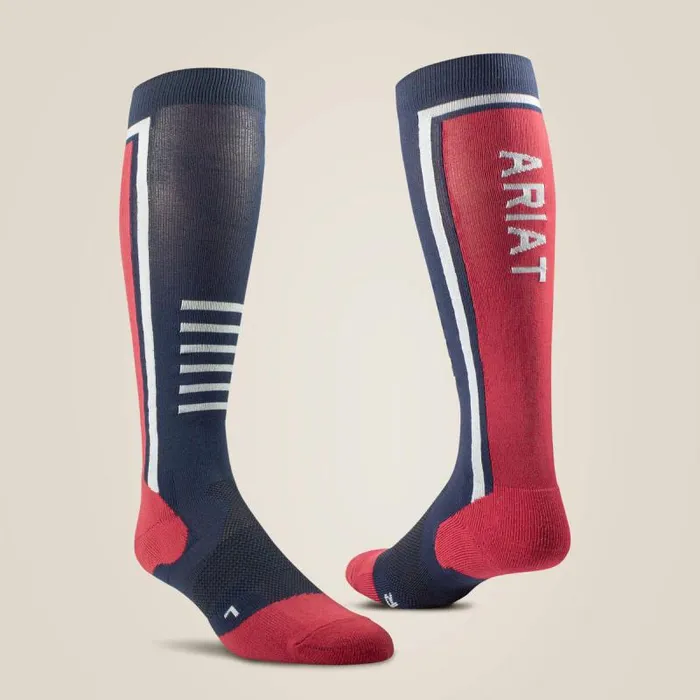 Women Socks Ariat AriatTEK Slimline Performance Socks Navyred