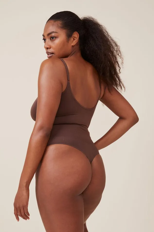Women Solutions Cotton On Seamless Shapewear Smooth Bodysuit Espresso