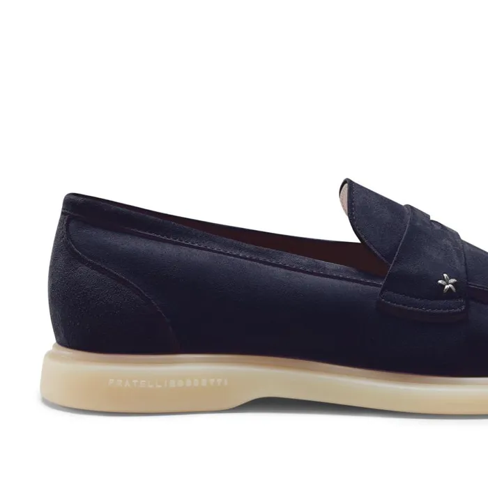 Women Suede Loafer Navy Blue Fratelli Rossetti Loafers Women Suede Loafer Navy Blue Fratelli Rossetti Loafers