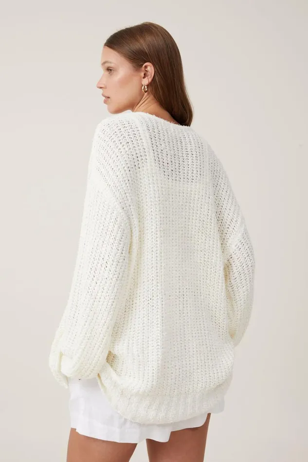 Women Sweaters and Cardigans Cotton On Longline Cardigan Ecru