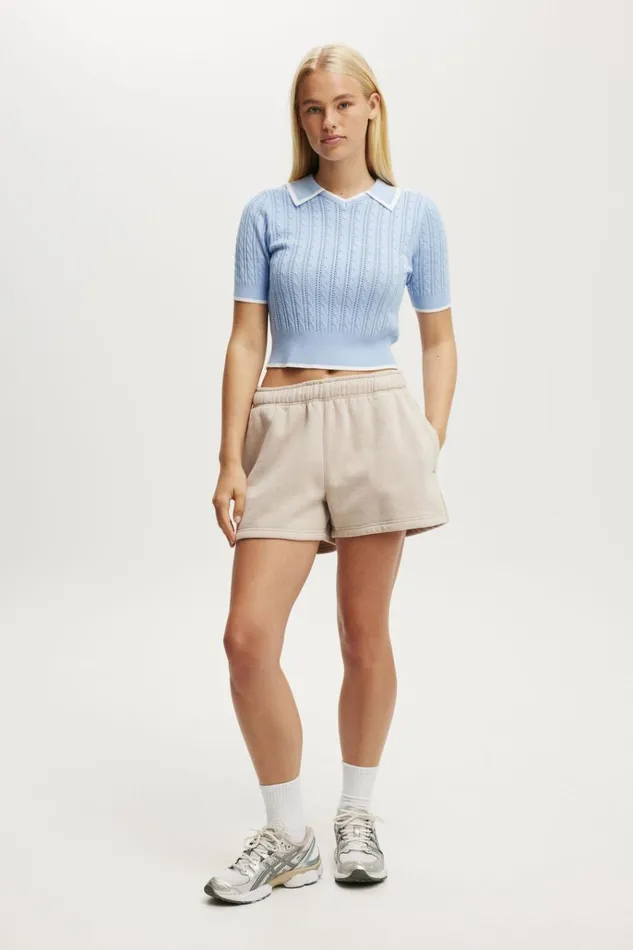 Women Sweats and Hoodies Cotton On Plush Essential Gym Short Sesame Marle