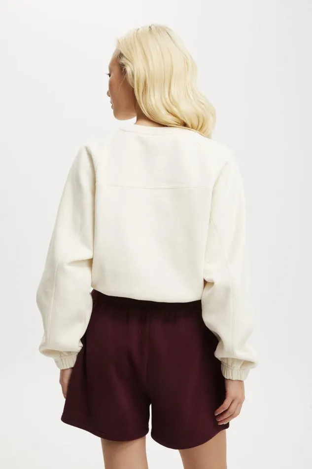 Women Sweats and Hoodies Cotton On Plush Saddle Sleeve Jumper Coconut Milk