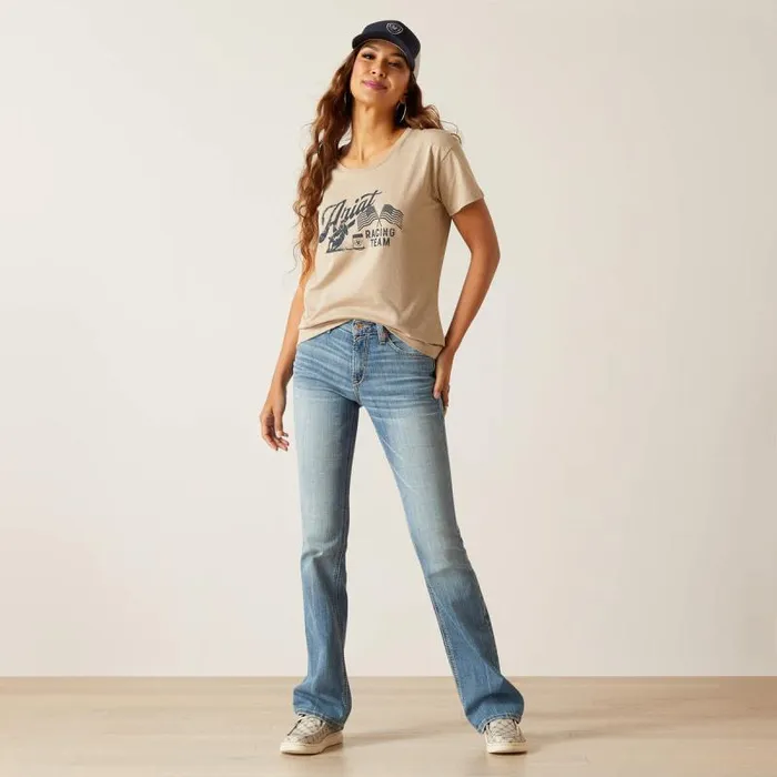 Women TShirts and Tops Ariat Ariat Racing Team TShirt Oatmeal Heather