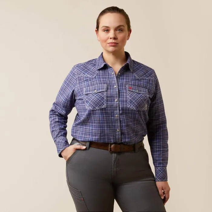 Women TShirts and Tops Ariat FR Tillie Snap Work Shirt Colony Blue Plaid Women TShirts and Tops Ariat FR Tillie Snap Work Shirt Colony Blue Plaid
