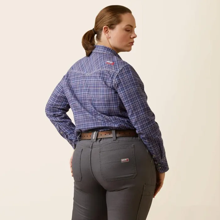 Women TShirts and Tops Ariat FR Tillie Snap Work Shirt Colony Blue Plaid Women TShirts and Tops Ariat FR Tillie Snap Work Shirt Colony Blue Plaid