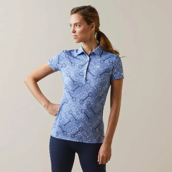 Women TShirts and Tops Ariat Motif Polo Ashleigh Blue Bit Print