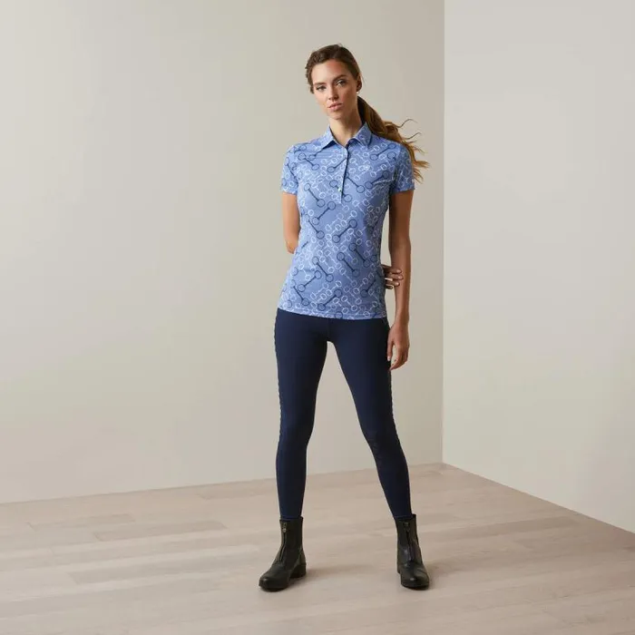Women TShirts and Tops Ariat Motif Polo Ashleigh Blue Bit Print Women TShirts and Tops Ariat Motif Polo Ashleigh Blue Bit Print