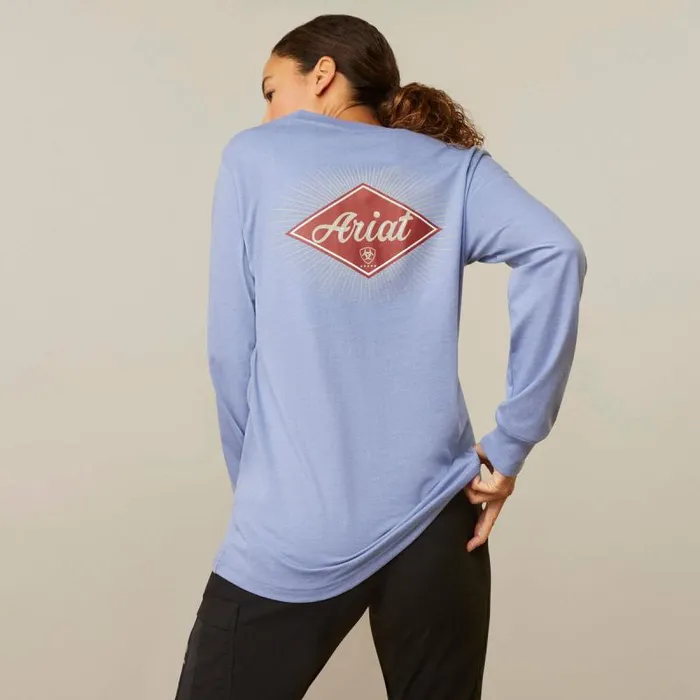 Women TShirts and Tops Ariat Rebar Cotton Strong Diamond Colony Blue Heather