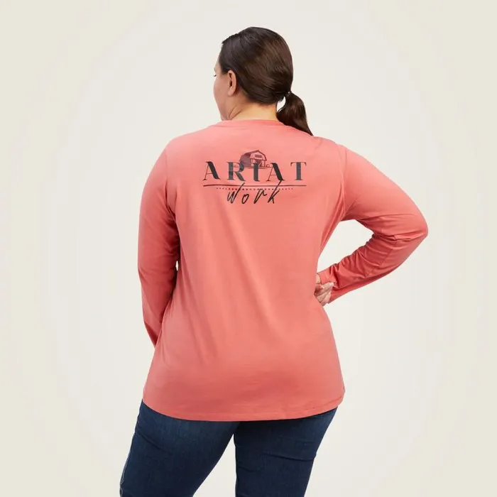 Women TShirts and Tops Ariat Rebar Workman Barn Graphic TShirt Faded Rose