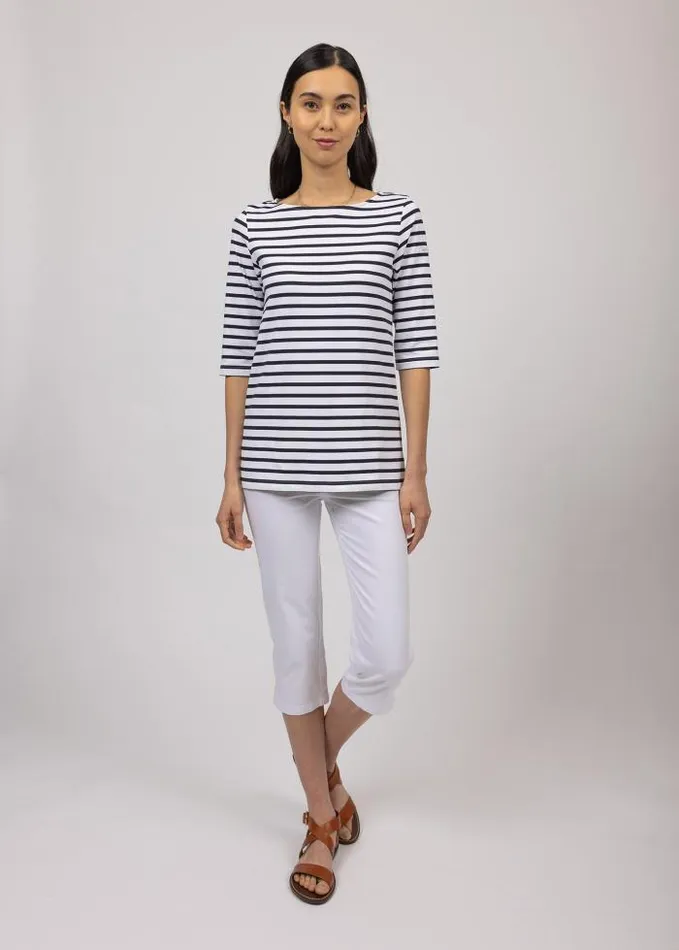 Women The AntiUV Stripes Collection Saint James PHARE White Navy