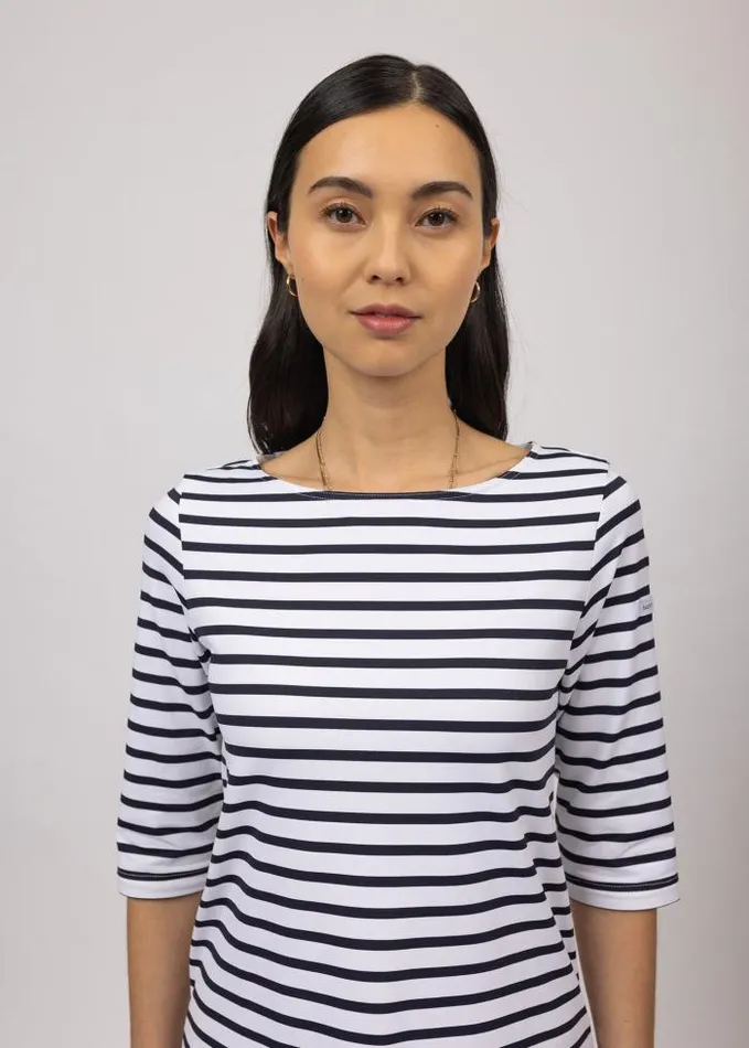 Women The AntiUV Stripes Collection Saint James PHARE White Navy