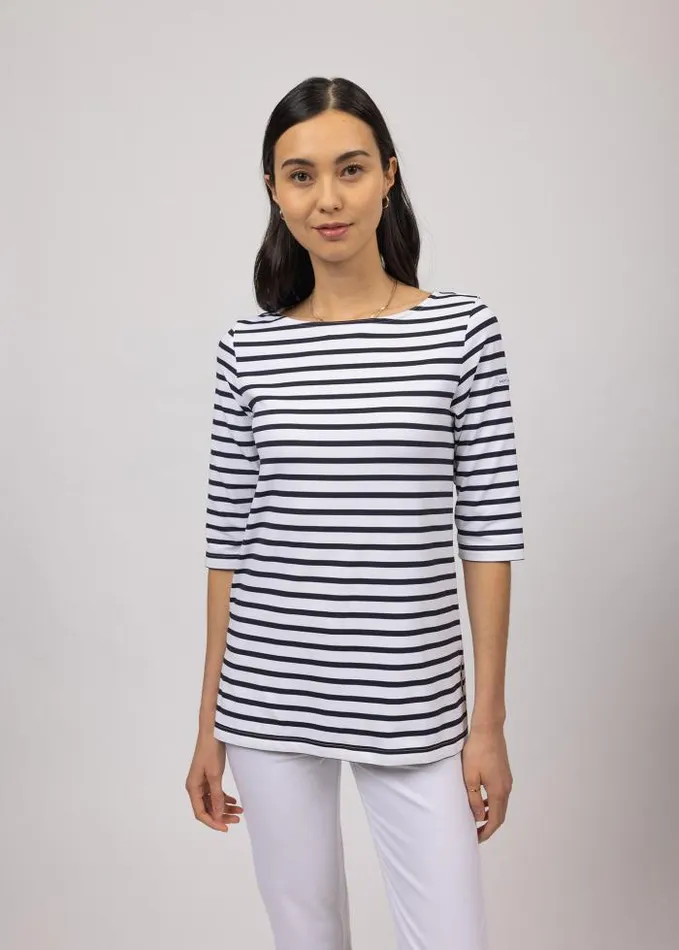 Women The AntiUV Stripes Collection Saint James PHARE White Navy