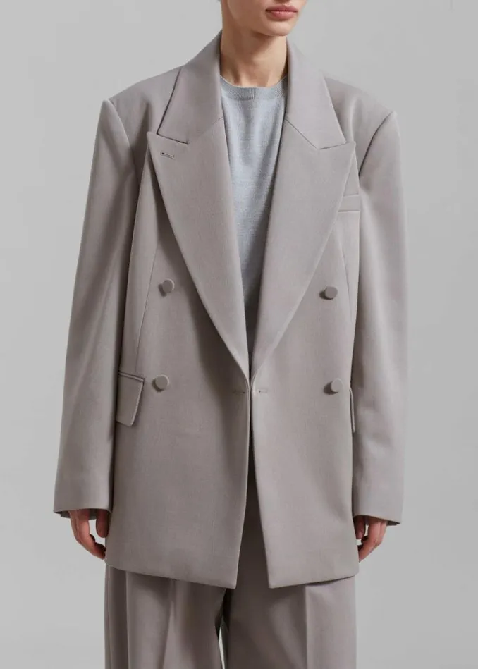 Women The Frankie Shop Adair Double Breasted Blazer 8211 Grey Grey