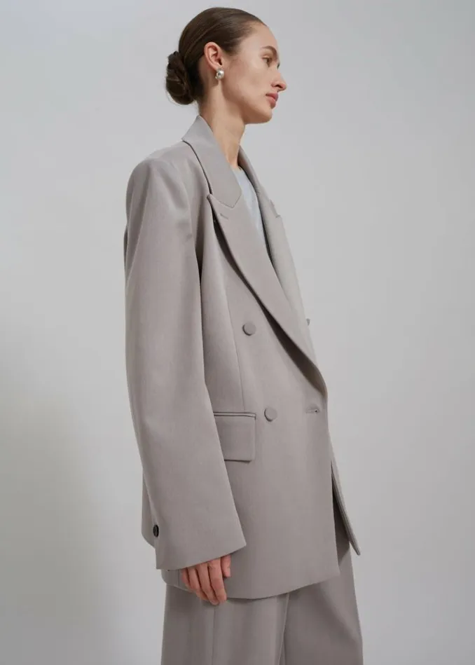 Women The Frankie Shop Adair Double Breasted Blazer 8211 Grey Grey