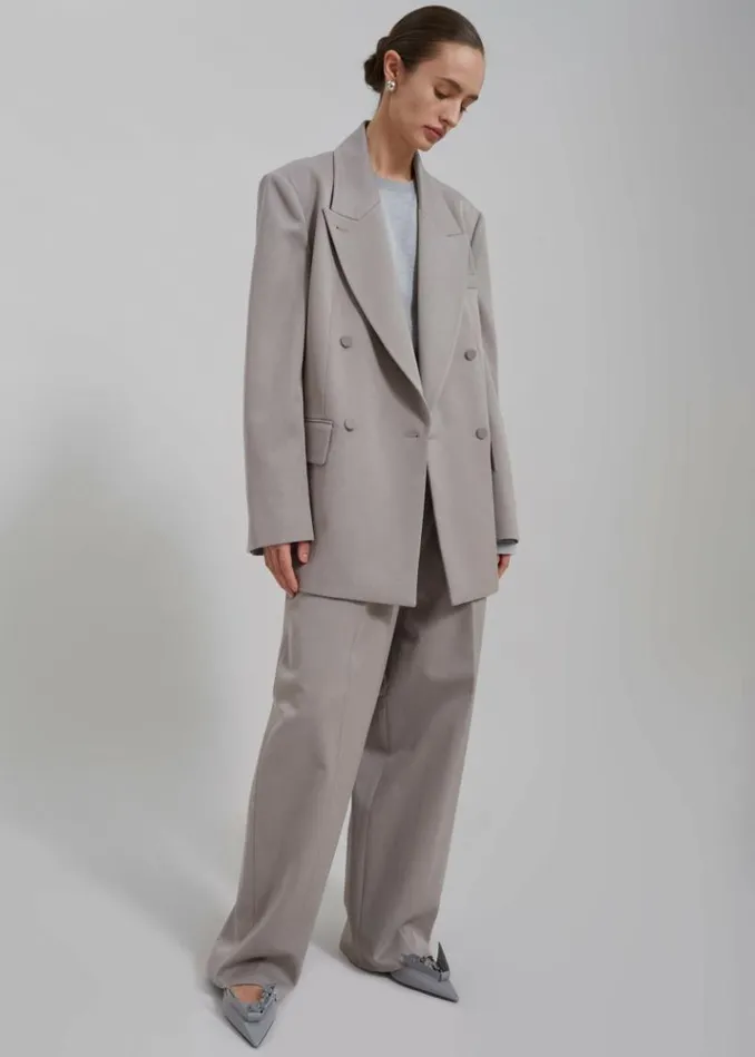 Women The Frankie Shop Adair Double Breasted Blazer 8211 Grey Grey
