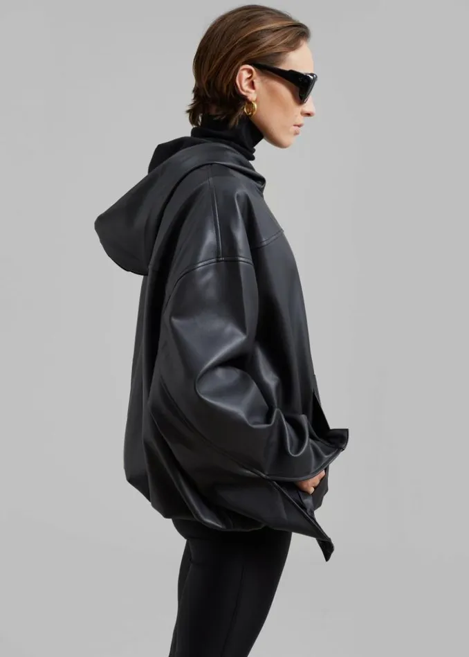 Women The Frankie Shop Aston Faux Leather Hooded Pullover 8211 Black Black