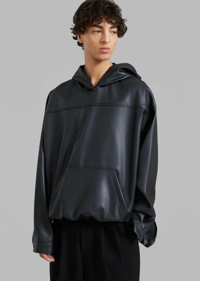 Women The Frankie Shop Aston Faux Leather Hooded Pullover 8211 Black Black