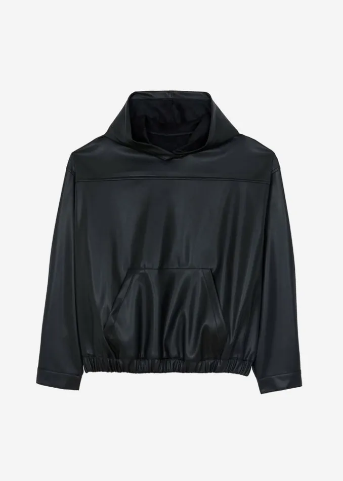 Women The Frankie Shop Aston Faux Leather Hooded Pullover 8211 Black Black