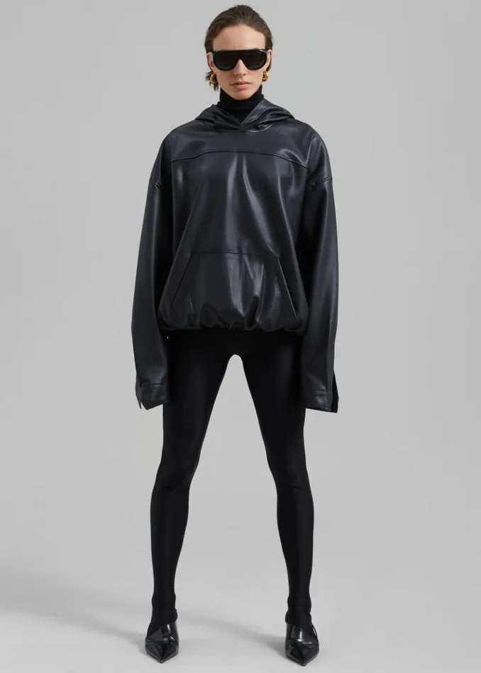 Women The Frankie Shop Aston Faux Leather Hooded Pullover 8211 Black Black