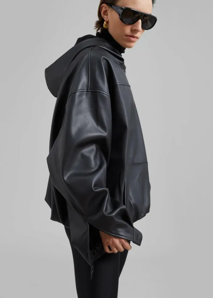 Women The Frankie Shop Aston Faux Leather Hooded Pullover 8211 Black Black