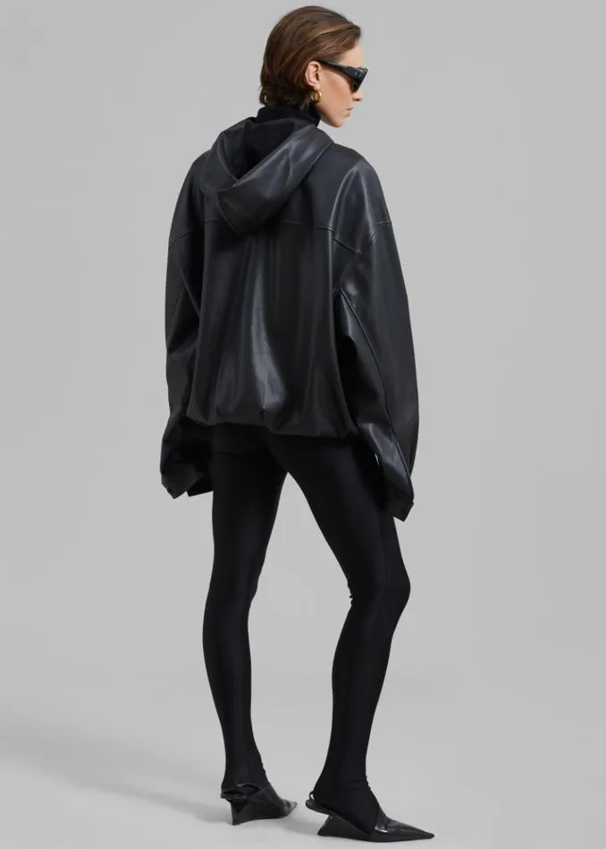 Women The Frankie Shop Aston Faux Leather Hooded Pullover 8211 Black Black