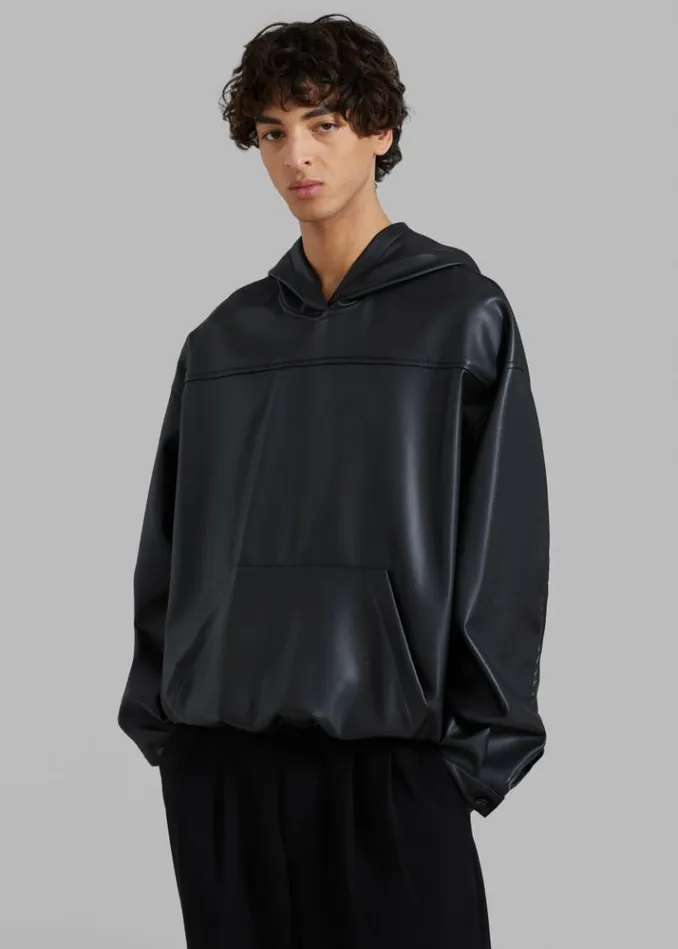 Women The Frankie Shop Aston Faux Leather Hooded Pullover 8211 Black Black