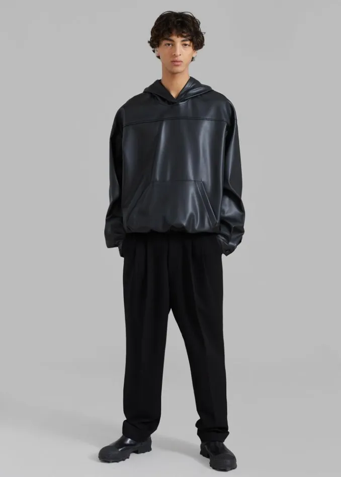 Women The Frankie Shop Aston Faux Leather Hooded Pullover 8211 Black Black