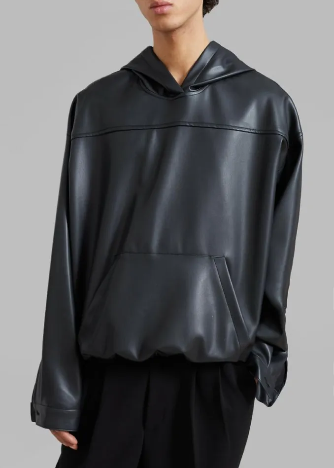 Women The Frankie Shop Aston Faux Leather Hooded Pullover 8211 Black Black