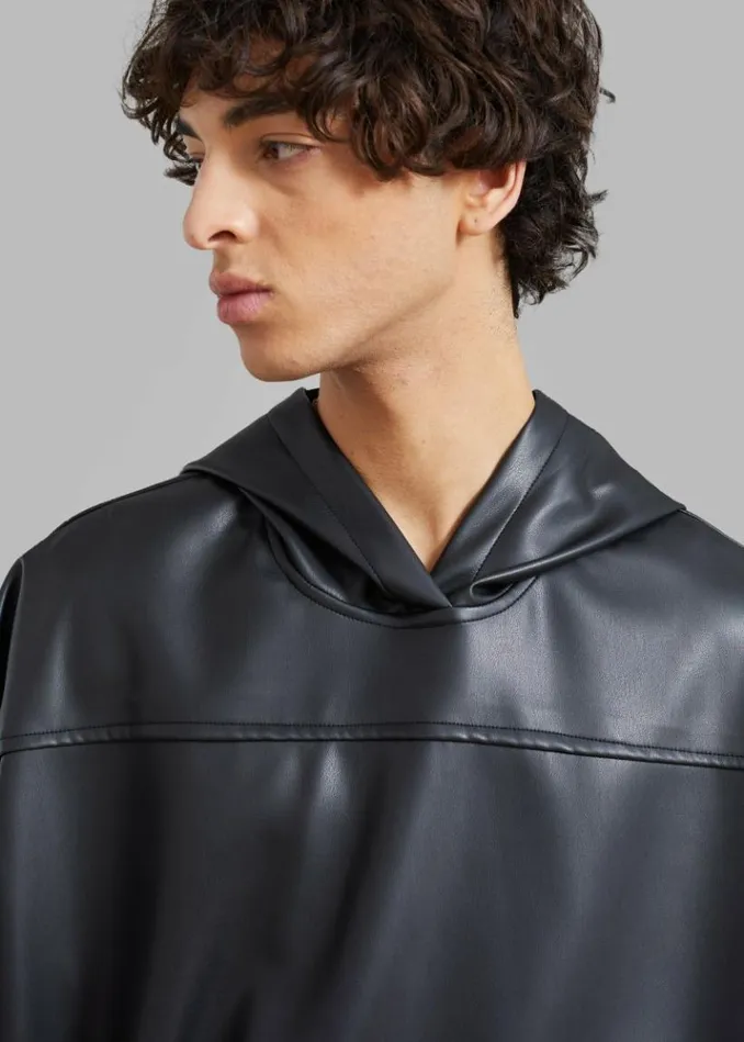 Women The Frankie Shop Aston Faux Leather Hooded Pullover 8211 Black Black