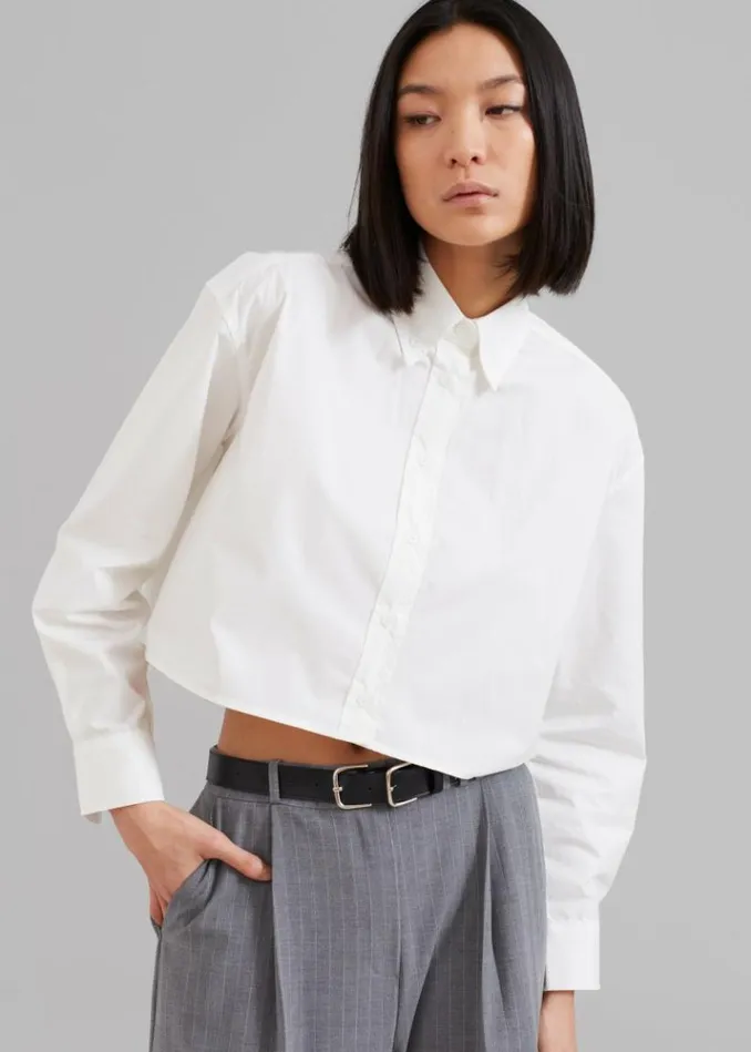 Women The Frankie Shop Caracas Cropped Shirt 8211 White White