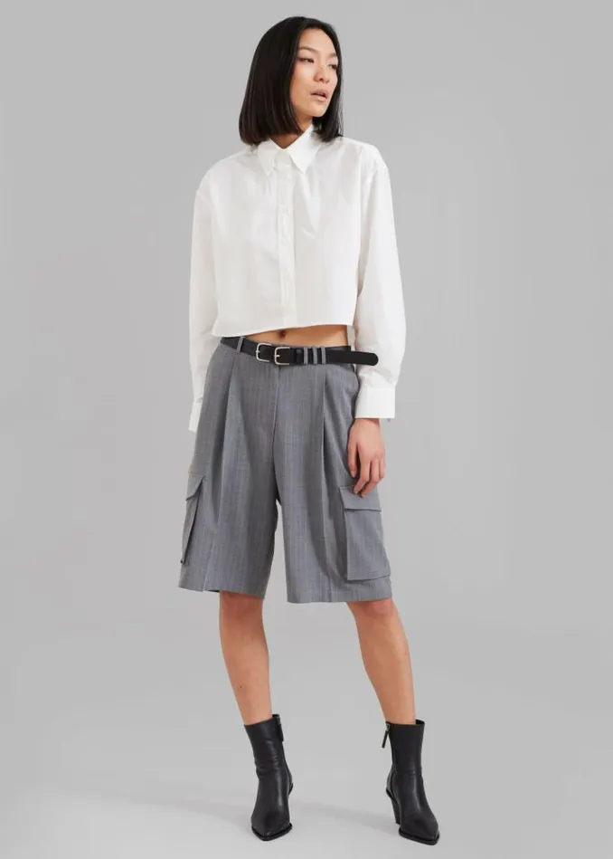Women The Frankie Shop Caracas Cropped Shirt 8211 White White