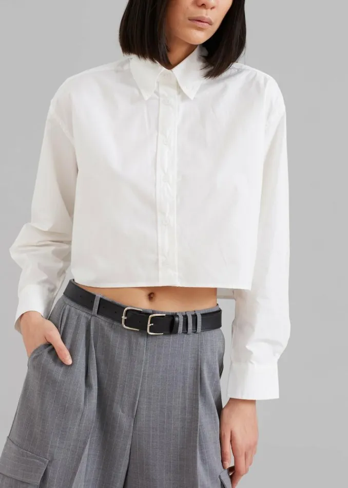 Women The Frankie Shop Caracas Cropped Shirt 8211 White White