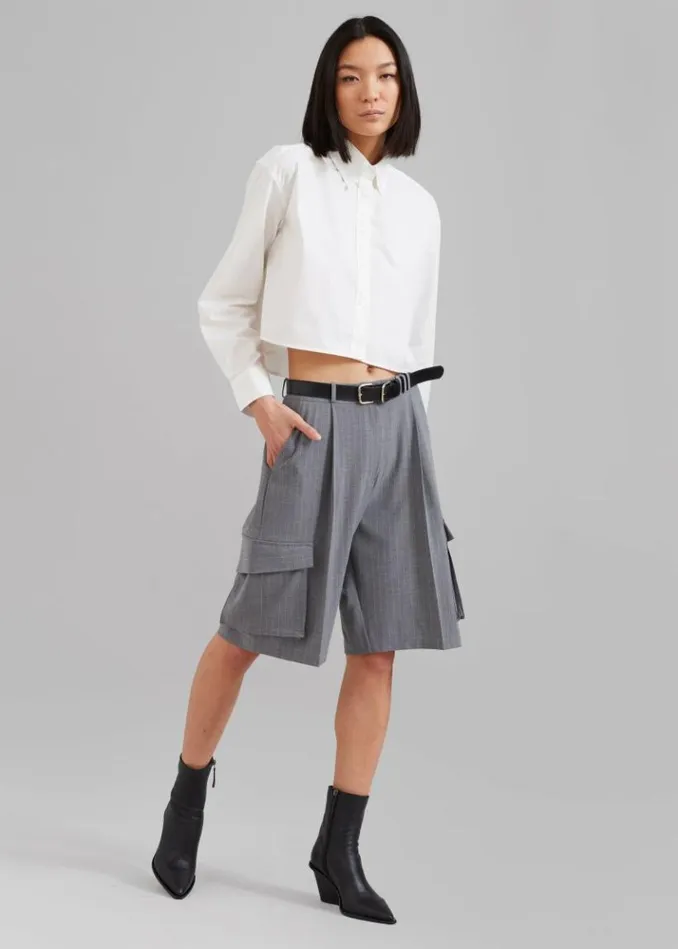 Women The Frankie Shop Caracas Cropped Shirt 8211 White White