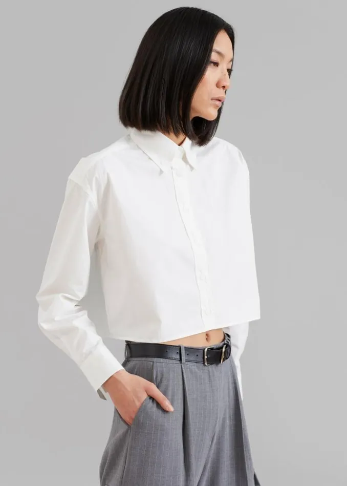 Women The Frankie Shop Caracas Cropped Shirt 8211 White White