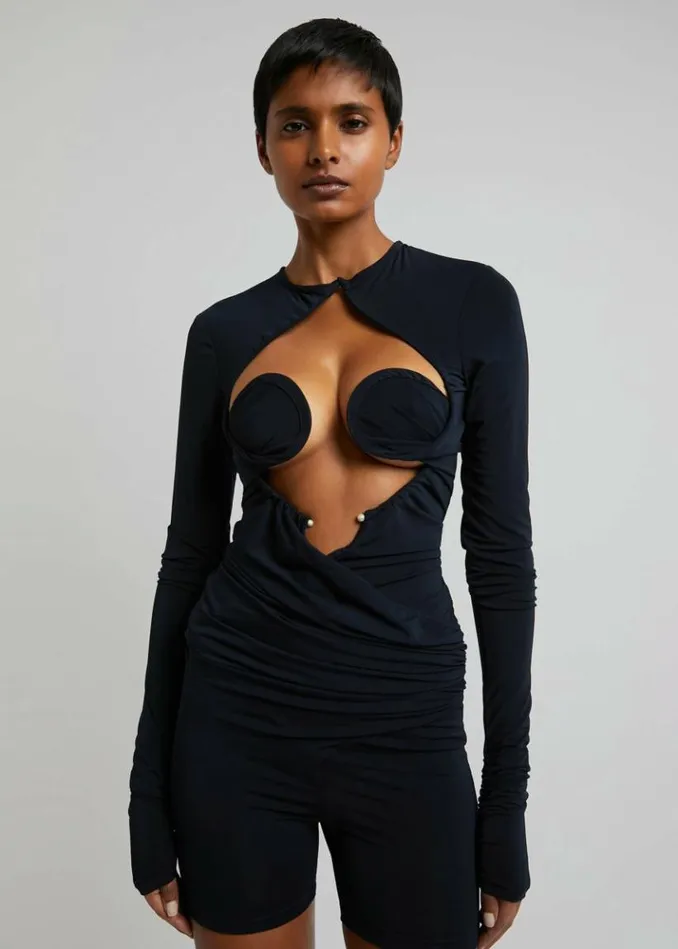 Women The Frankie Shop Christopher Esber Zephyr Bodysuit 8211 Navy Navy
