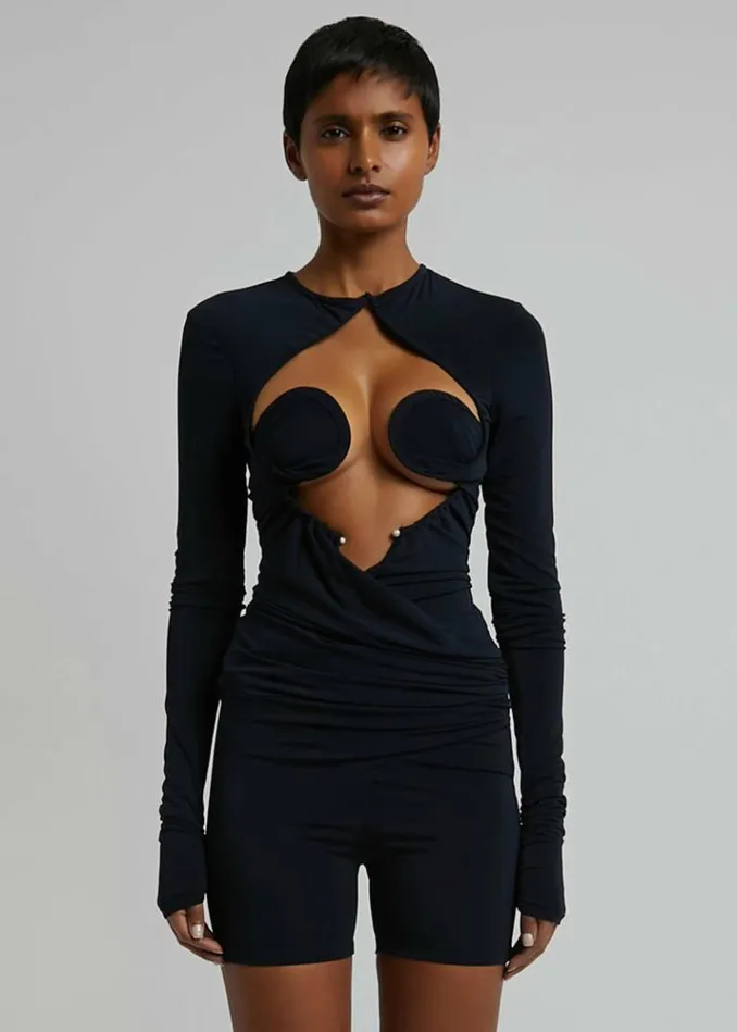Women The Frankie Shop Christopher Esber Zephyr Bodysuit 8211 Navy Navy