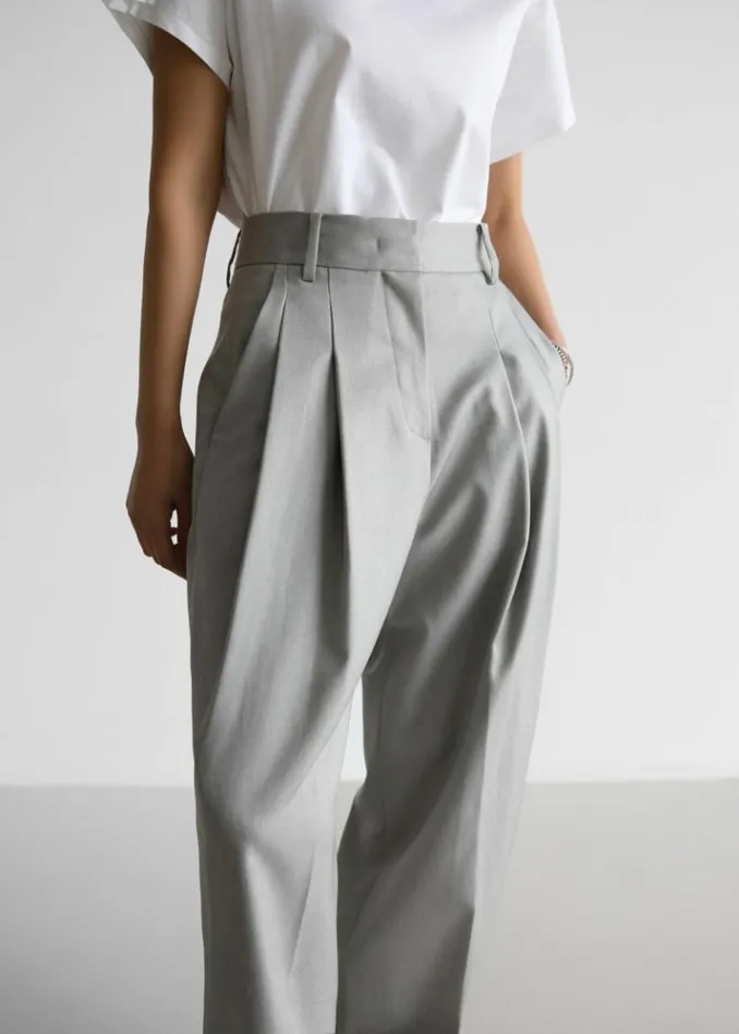 Women The Frankie Shop Cooper Pintuck Trousers 8211 Grey Grey