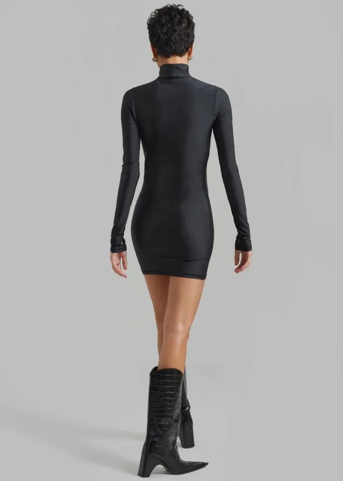 Women The Frankie Shop Coperni High Neck Fitted Mini Dress 8211 Black Black