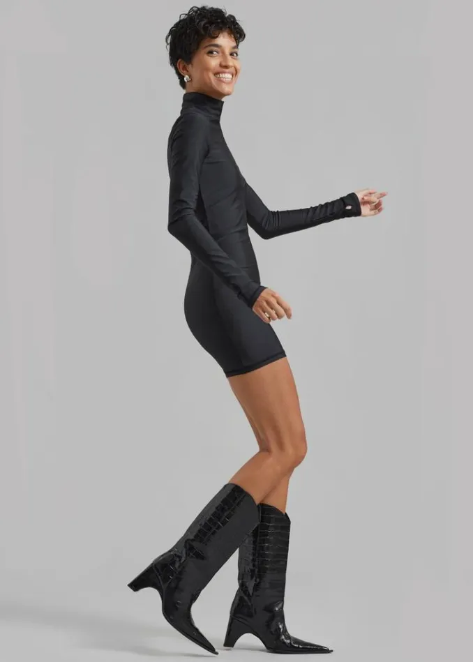Women The Frankie Shop Coperni High Neck Fitted Mini Dress 8211 Black Black