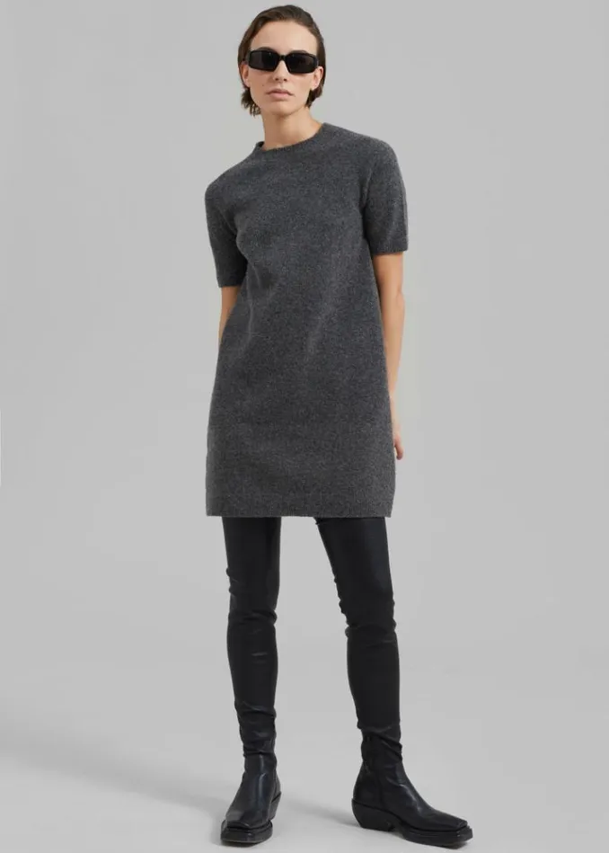 Women The Frankie Shop Faye Wool Mini Dress 8211 Charcoal Charcoal