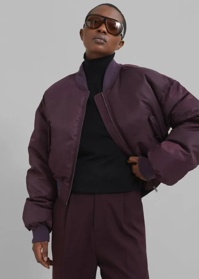 Women The Frankie Shop Houghton Cropped Bomber 8211 Prune Prune