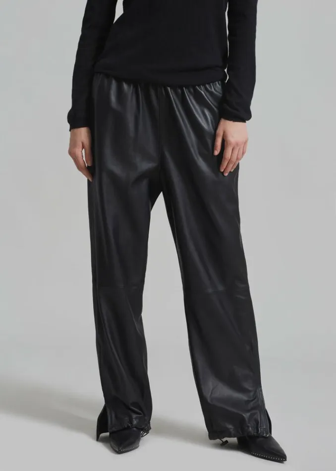 Women The Frankie Shop Kevin Leather Trousers 8211 Black Black
