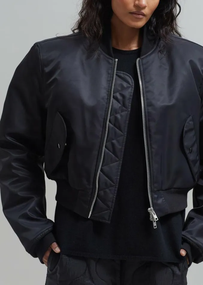 Women The Frankie Shop Mati Cropped Padded Bomber 8211 Black Black