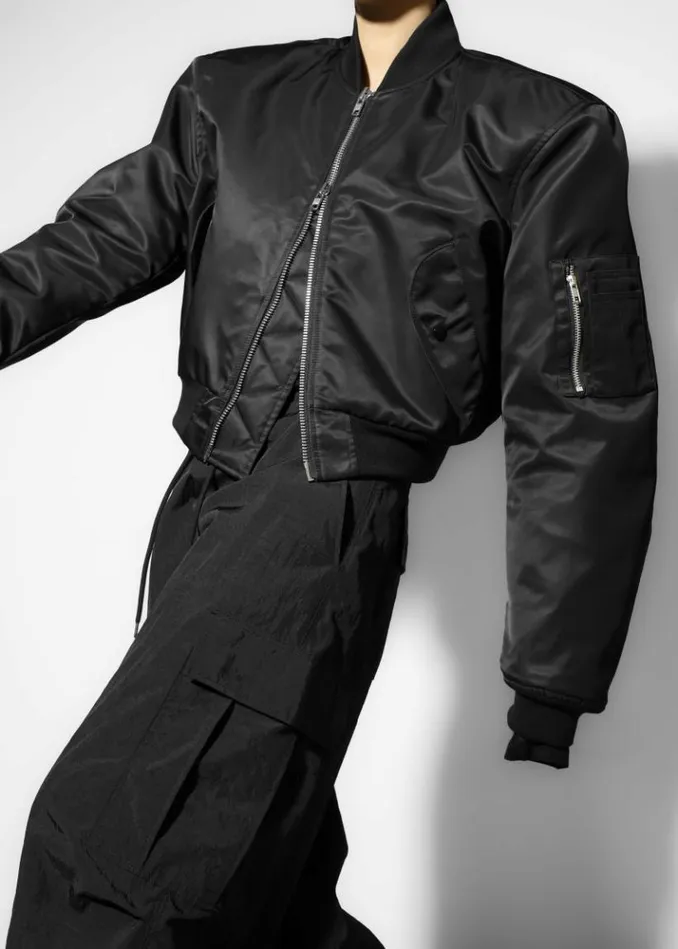 Women The Frankie Shop Mati Cropped Padded Bomber 8211 Black Black