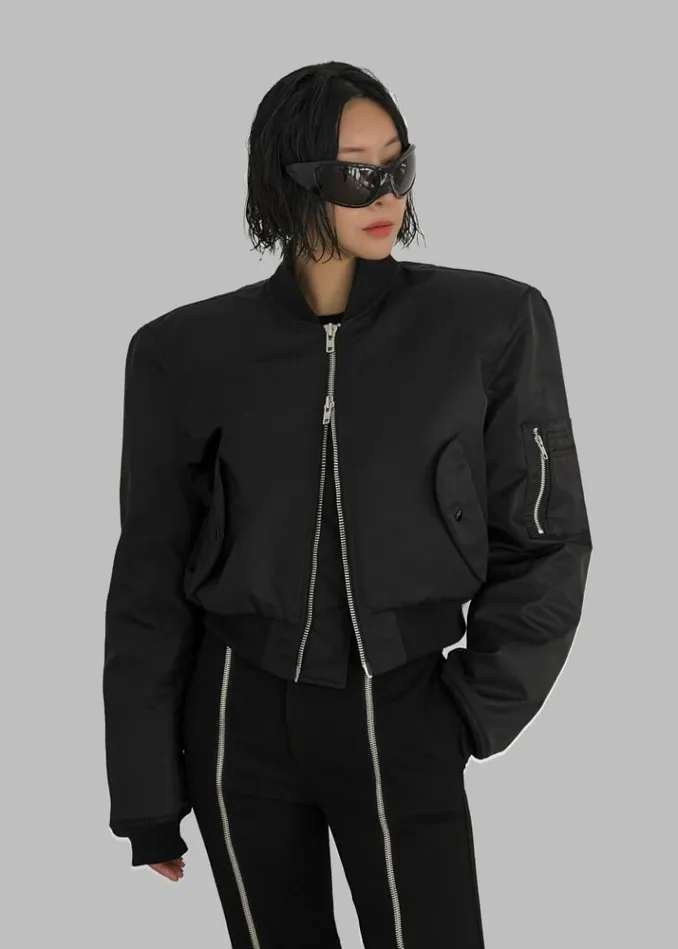 Women The Frankie Shop Mati Cropped Padded Bomber 8211 Black Black