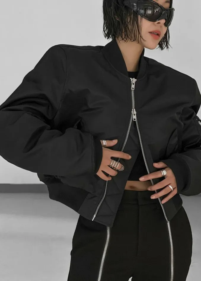 Women The Frankie Shop Mati Cropped Padded Bomber 8211 Black Black