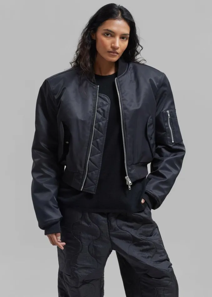 Women The Frankie Shop Mati Cropped Padded Bomber 8211 Black Black