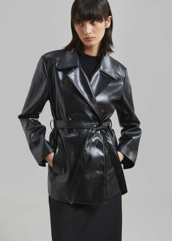 Women The Frankie Shop Sawyer Faux Leather Jacket 8211 Black Black